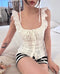 Women Sprint Lace Trimmed Neckline Sleeveless Blouse